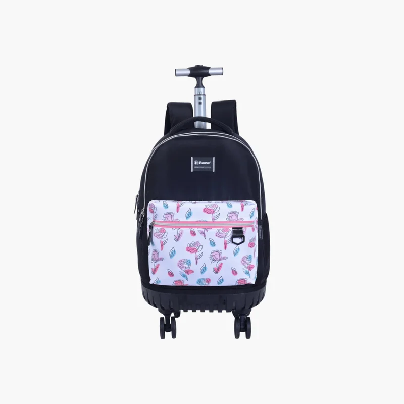 بوز Printed Trolley Backpack with Retractable Handle - 27x10x31 cms